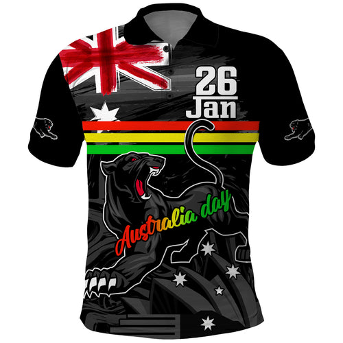 Personalised NRL Panthers Australia Day Polo Shirt Proud Of Our Boys Black