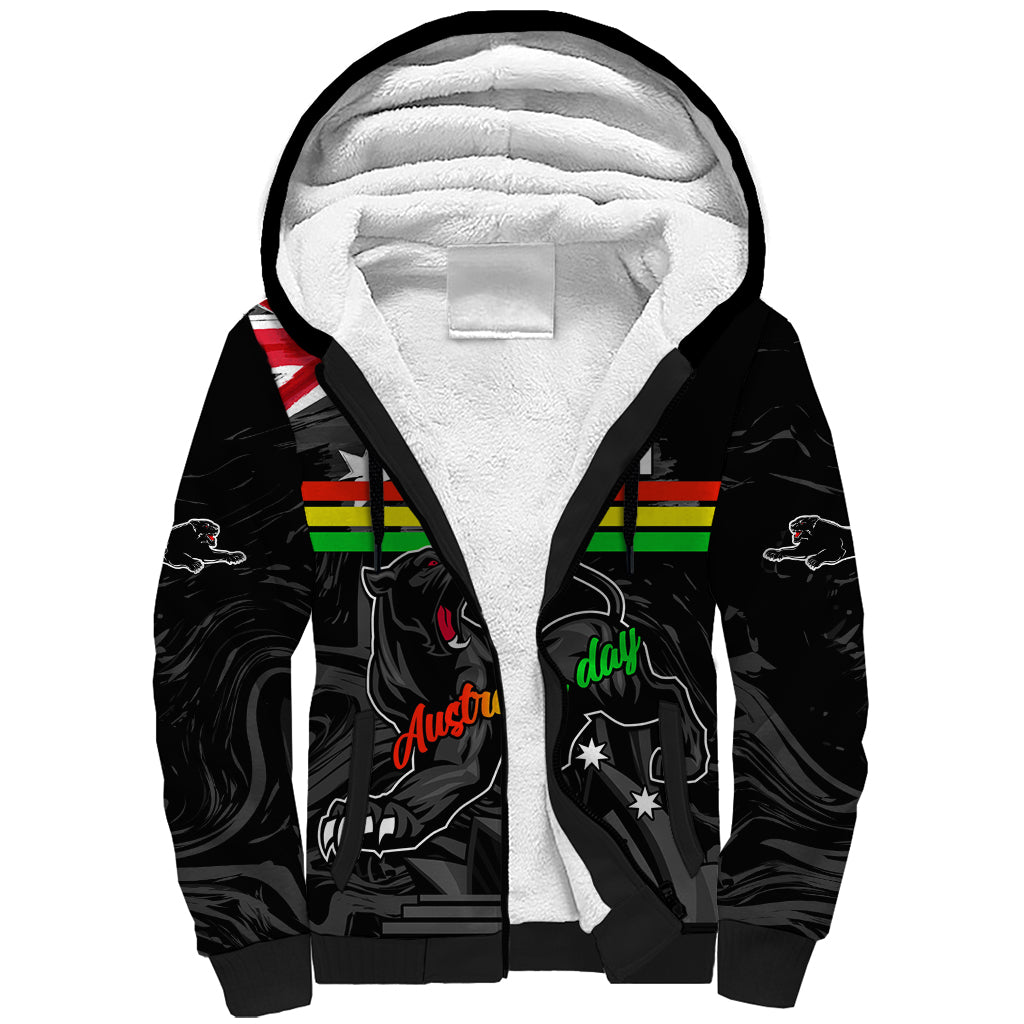 Personalised NRL Panthers Australia Day Sherpa Hoodie Proud Of Our Boys Black
