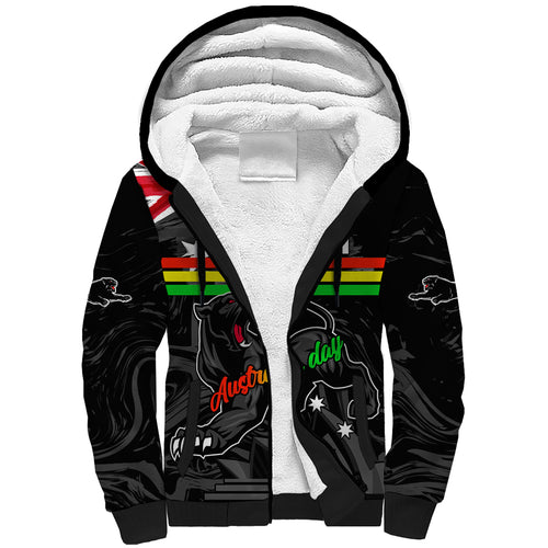 Personalised NRL Panthers Australia Day Sherpa Hoodie Proud Of Our Boys Black
