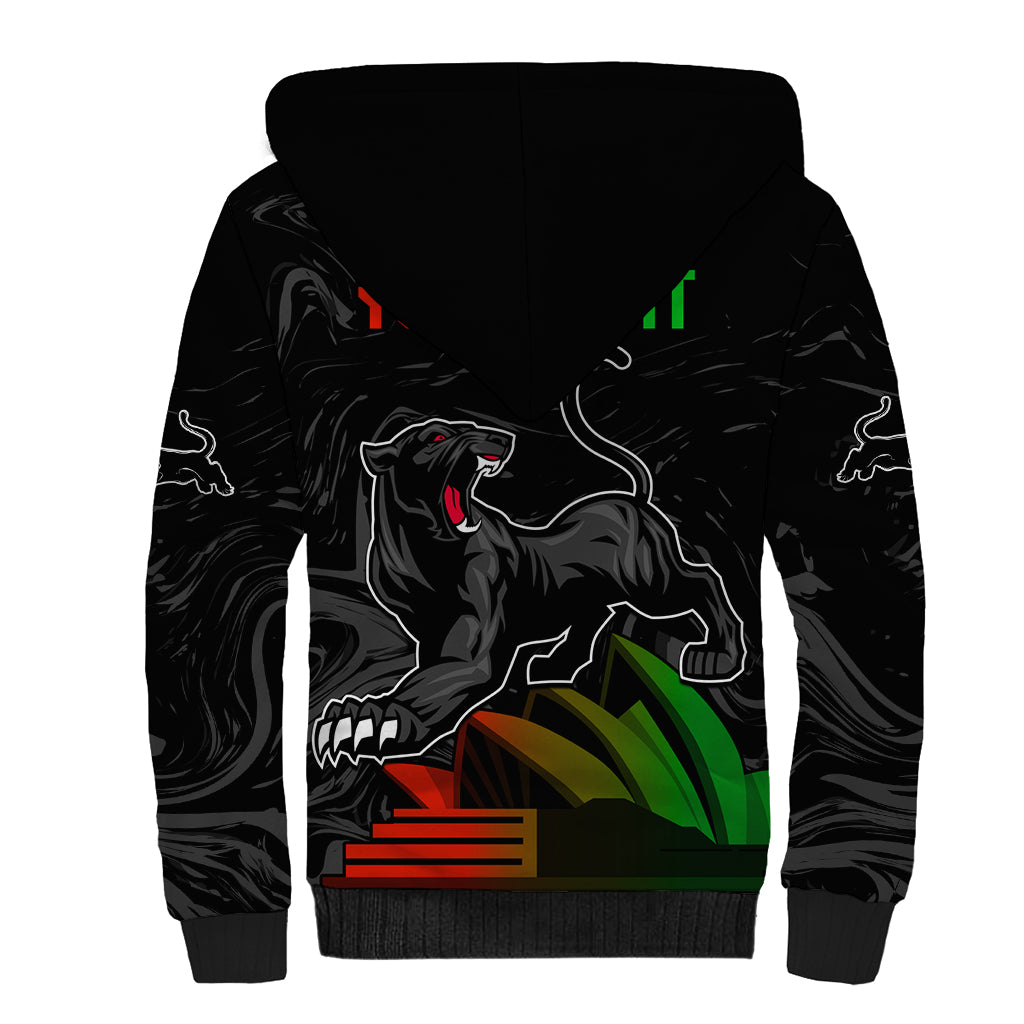Personalised NRL Panthers Australia Day Sherpa Hoodie Proud Of Our Boys Black