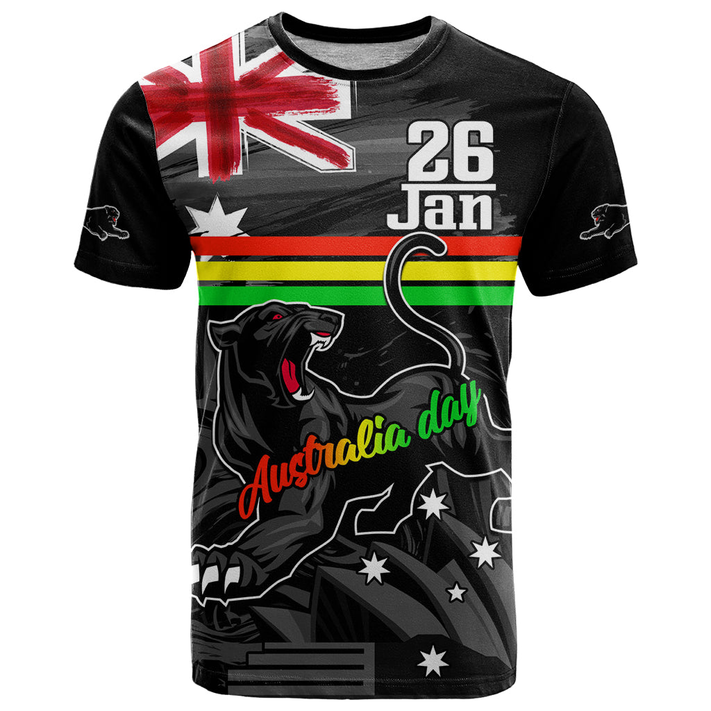 Personalised NRL Panthers Australia Day T Shirt Proud Of Our Boys Black