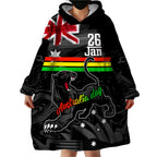 Personalised NRL Panthers Australia Day Wearable Blanket Hoodie Proud Of Our Boys Black