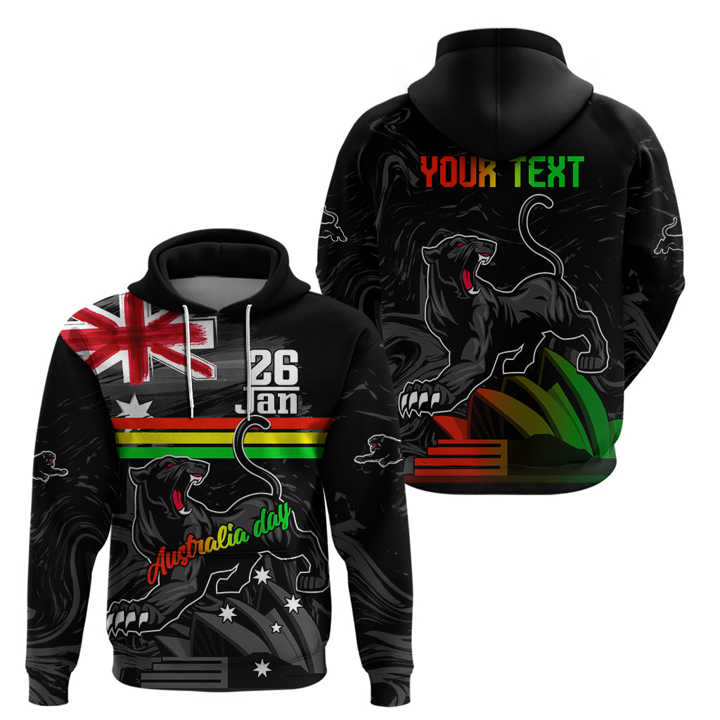 Personalised NRL Panthers Australia Day Zip Hoodie Proud Of Our Boys Black