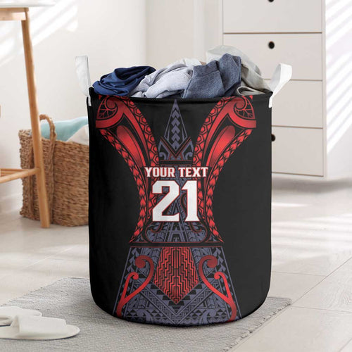 Custom New Zealand Laundry Basket Maori Kiwiana Pattern Tukutuku Motif