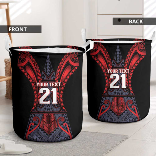Custom New Zealand Laundry Basket Maori Kiwiana Pattern Tukutuku Motif