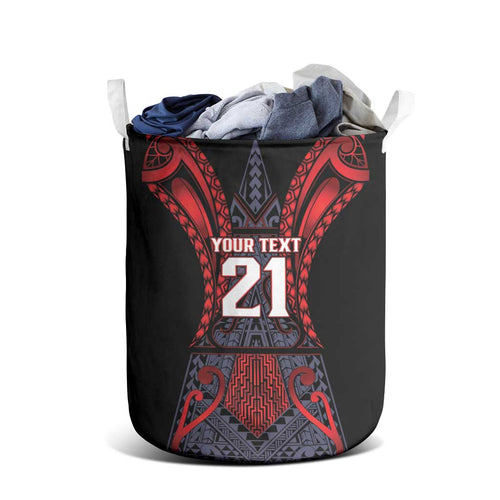 Custom New Zealand Laundry Basket Maori Kiwiana Pattern Tukutuku Motif