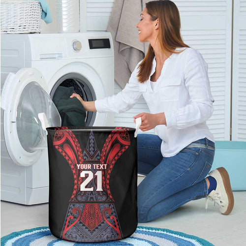 Custom New Zealand Laundry Basket Maori Kiwiana Pattern Tukutuku Motif