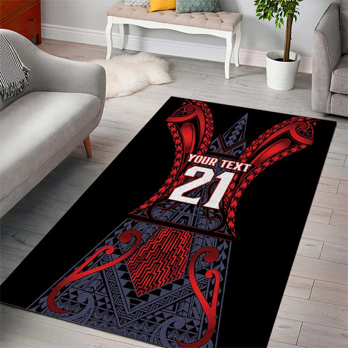Custom New Zealand Area Rug Maori Kiwiana Pattern Tukutuku Motif