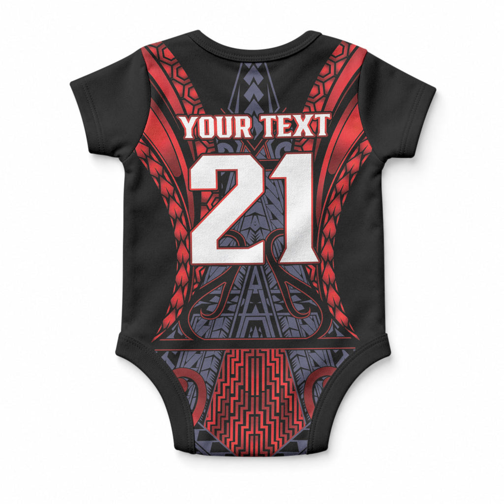 Custom New Zealand Baby Onesie Maori Kiwiana Pattern Tukutuku Motif
