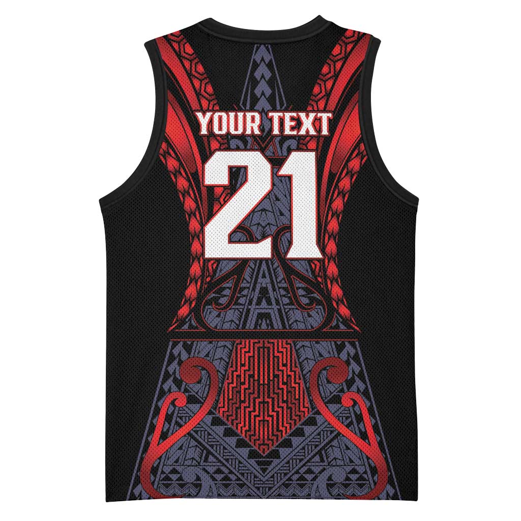 Custom New Zealand Basketball Jersey Maori Kiwiana Pattern Tukutuku Motif