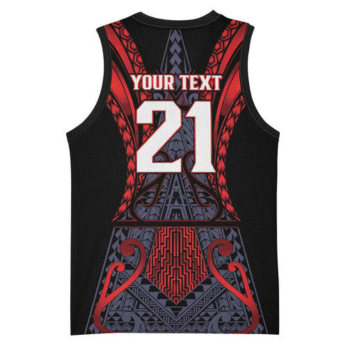 Custom New Zealand Basketball Jersey Maori Kiwiana Pattern Tukutuku Motif
