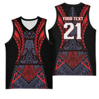 Custom New Zealand Basketball Jersey Maori Kiwiana Pattern Tukutuku Motif
