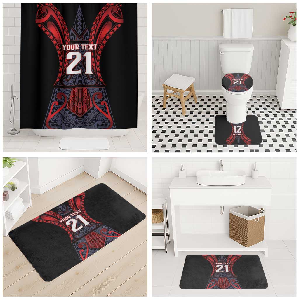 Custom New Zealand Bathroom Set Maori Kiwiana Pattern Tukutuku Motif