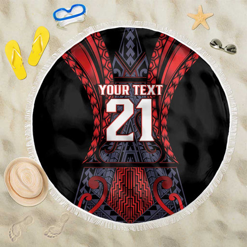 Custom New Zealand Beach Blanket Maori Kiwiana Pattern Tukutuku Motif