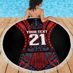Custom New Zealand Beach Blanket Maori Kiwiana Pattern Tukutuku Motif