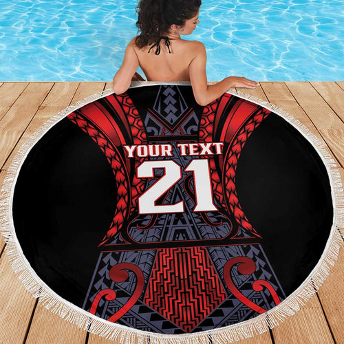Custom New Zealand Beach Blanket Maori Kiwiana Pattern Tukutuku Motif