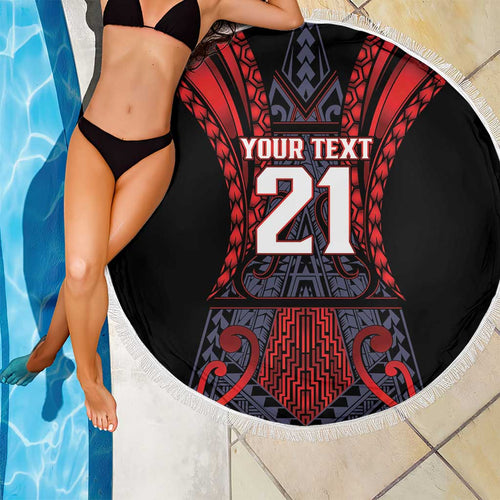 Custom New Zealand Beach Blanket Maori Kiwiana Pattern Tukutuku Motif