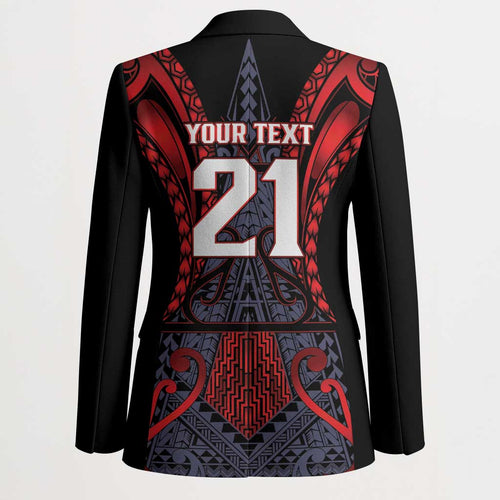 Custom New Zealand Blazer Maori Kiwiana Pattern Tukutuku Motif