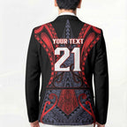 Custom New Zealand Blazer Maori Kiwiana Pattern Tukutuku Motif