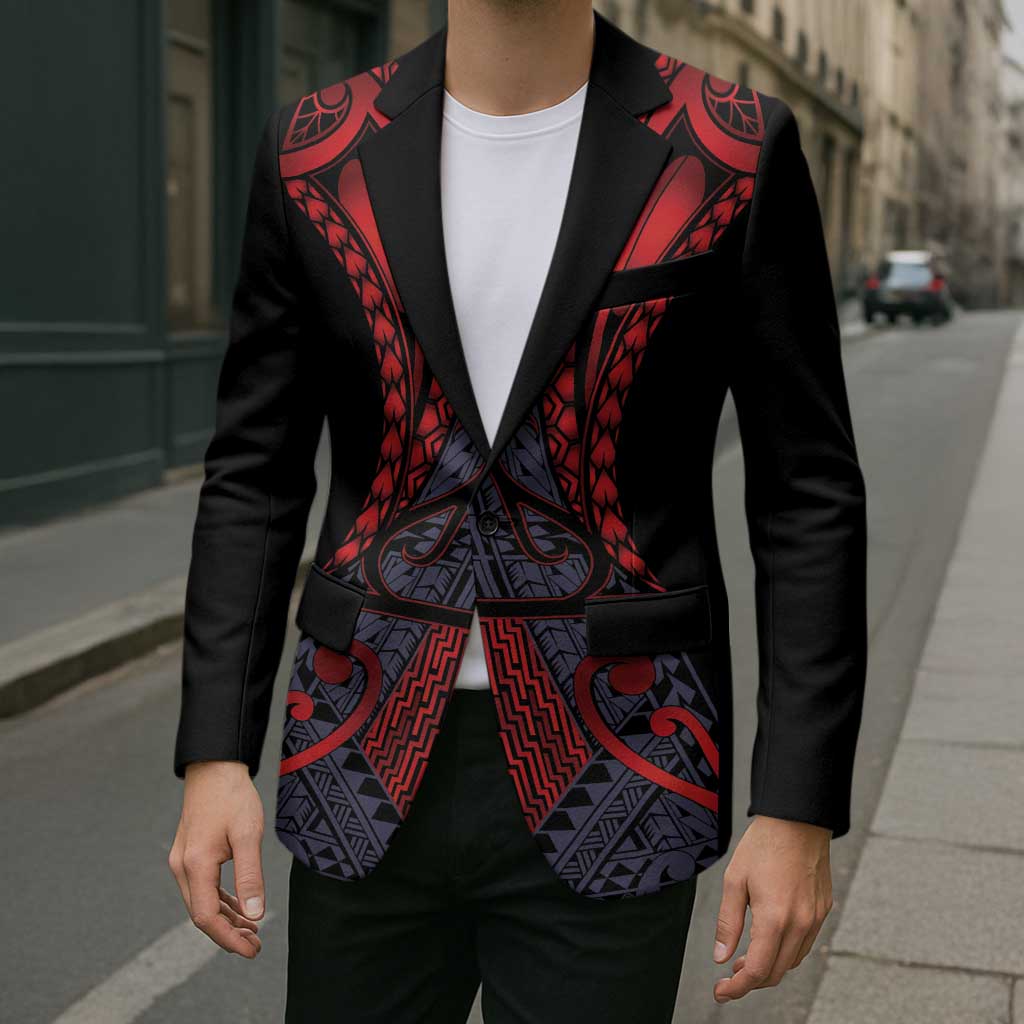 Custom New Zealand Blazer Maori Kiwiana Pattern Tukutuku Motif