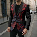 Custom New Zealand Blazer Maori Kiwiana Pattern Tukutuku Motif