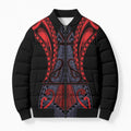 Custom New Zealand Bomber Puffer Jacket Maori Kiwiana Pattern Tukutuku Motif