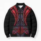 Custom New Zealand Bomber Puffer Jacket Maori Kiwiana Pattern Tukutuku Motif