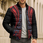 Custom New Zealand Bomber Puffer Jacket Maori Kiwiana Pattern Tukutuku Motif