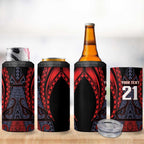 Custom New Zealand 4 in 1 Can Cooler Tumbler Maori Kiwiana Pattern Tukutuku Motif