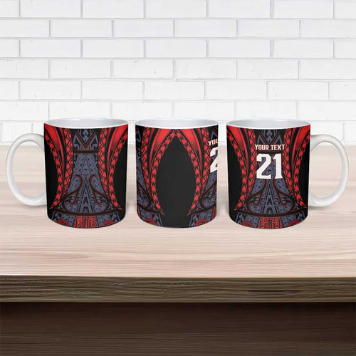 Custom New Zealand Ceramic Mug Maori Kiwiana Pattern Tukutuku Motif