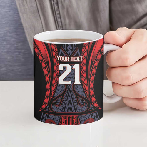 Custom New Zealand Ceramic Mug Maori Kiwiana Pattern Tukutuku Motif