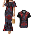 Custom New Zealand Couples Matching Mermaid Dress and Hawaiian Shirt Maori Kiwiana Pattern Tukutuku Motif