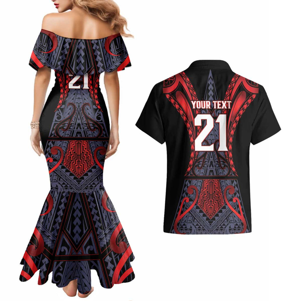 Custom New Zealand Couples Matching Mermaid Dress and Hawaiian Shirt Maori Kiwiana Pattern Tukutuku Motif