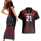 Custom New Zealand Couples Matching Short Sleeve Bodycon Dress and Hawaiian Shirt Maori Kiwiana Pattern Tukutuku Motif