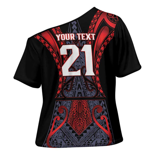 Custom New Zealand Cross Shoulder Shirt Maori Kiwiana Pattern Tukutuku Motif