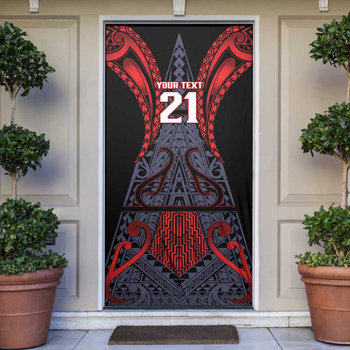 Custom New Zealand Door Cover Maori Kiwiana Pattern Tukutuku Motif