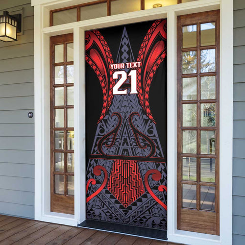 Custom New Zealand Door Cover Maori Kiwiana Pattern Tukutuku Motif