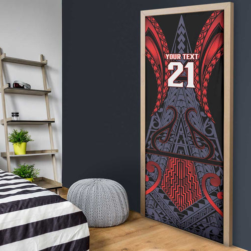 Custom New Zealand Door Cover Maori Kiwiana Pattern Tukutuku Motif
