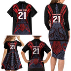 Custom New Zealand Family Matching Long Sleeve Bodycon Dress and Hawaiian Shirt Maori Kiwiana Pattern Tukutuku Motif