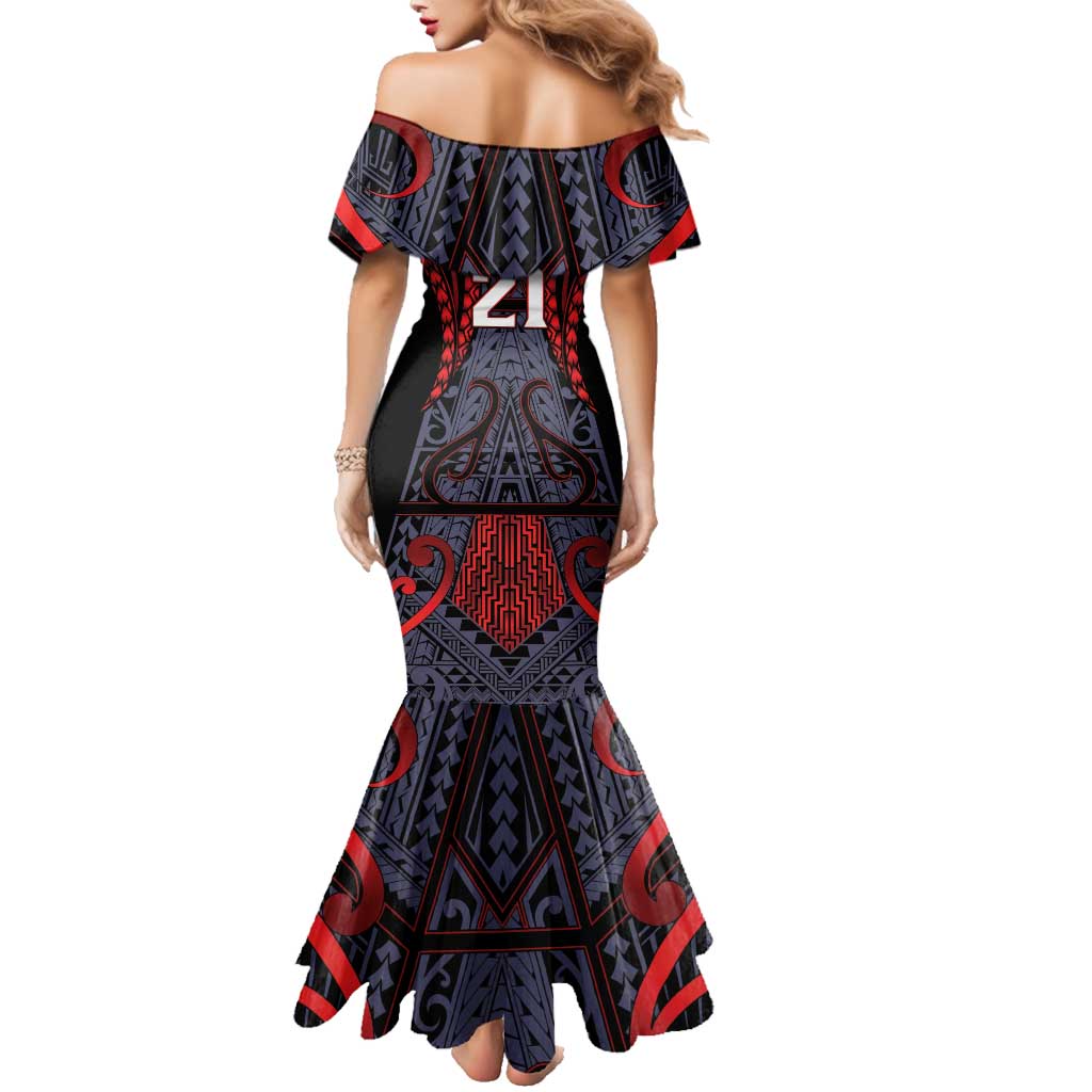 Custom New Zealand Family Matching Mermaid Dress and Hawaiian Shirt Maori Kiwiana Pattern Tukutuku Motif