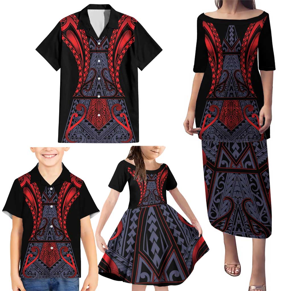 Custom New Zealand Family Matching Puletasi and Hawaiian Shirt Maori Kiwiana Pattern Tukutuku Motif