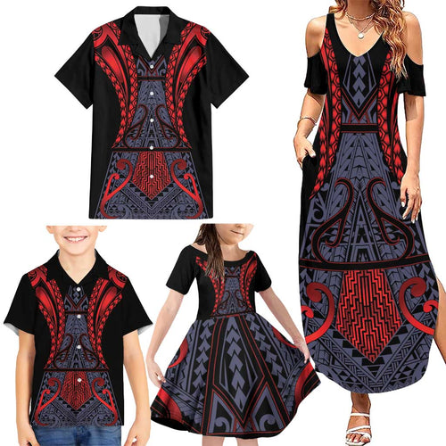 Custom New Zealand Family Matching Summer Maxi Dress and Hawaiian Shirt Maori Kiwiana Pattern Tukutuku Motif
