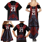 Custom New Zealand Family Matching Summer Maxi Dress and Hawaiian Shirt Maori Kiwiana Pattern Tukutuku Motif