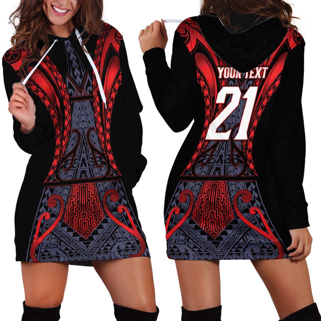 Custom New Zealand Hoodie Dress Maori Kiwiana Pattern Tukutuku Motif