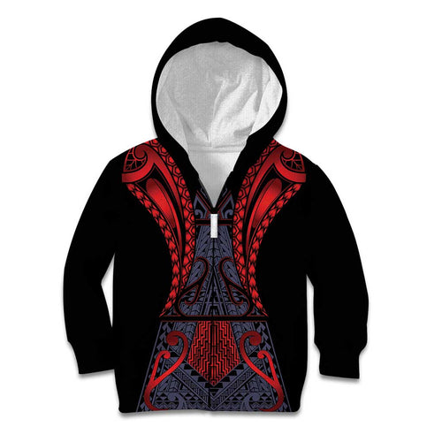 Custom New Zealand Kid Hoodie Maori Kiwiana Pattern Tukutuku Motif