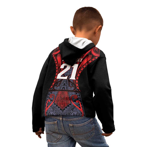 Custom New Zealand Kid Hoodie Maori Kiwiana Pattern Tukutuku Motif