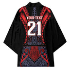 Custom New Zealand Kimono Maori Kiwiana Pattern Tukutuku Motif