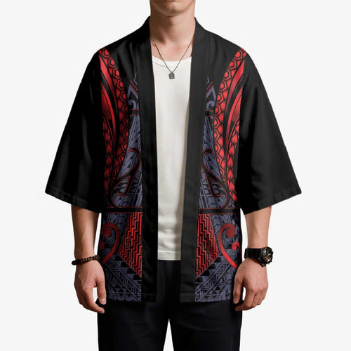 Custom New Zealand Kimono Maori Kiwiana Pattern Tukutuku Motif