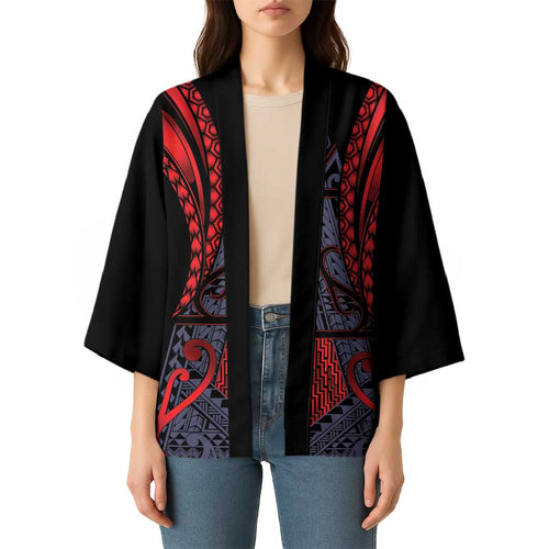 Custom New Zealand Kimono Maori Kiwiana Pattern Tukutuku Motif