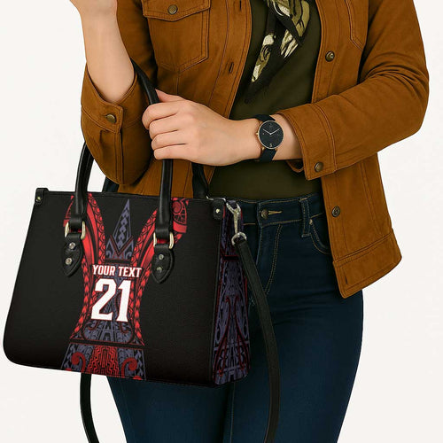 Custom New Zealand Leather Bag Maori Kiwiana Pattern Tukutuku Motif